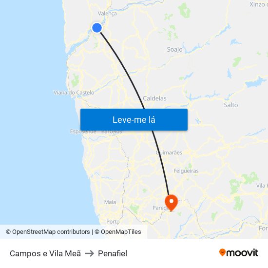 Campos e Vila Meã to Penafiel map