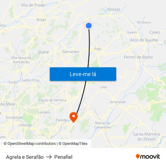 Agrela e Serafão to Penafiel map