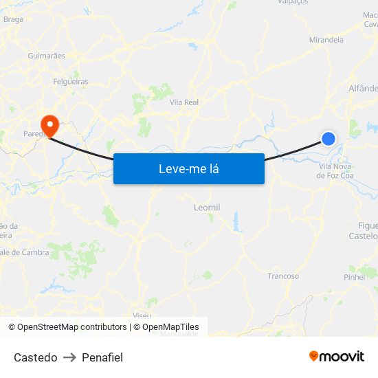 Castedo to Penafiel map