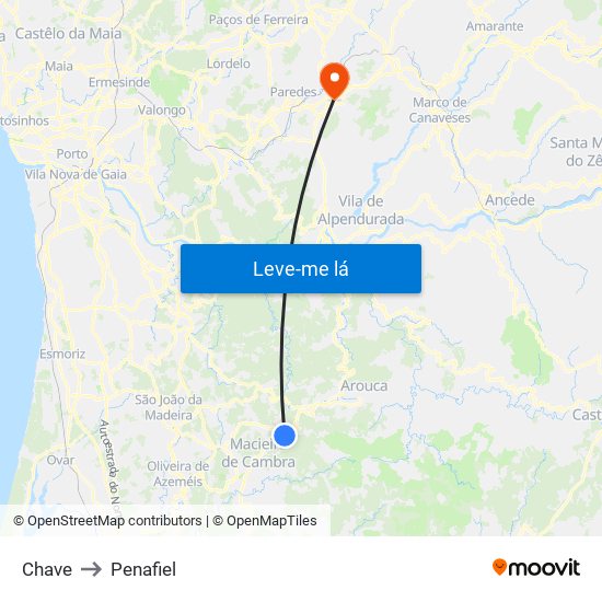 Chave to Penafiel map
