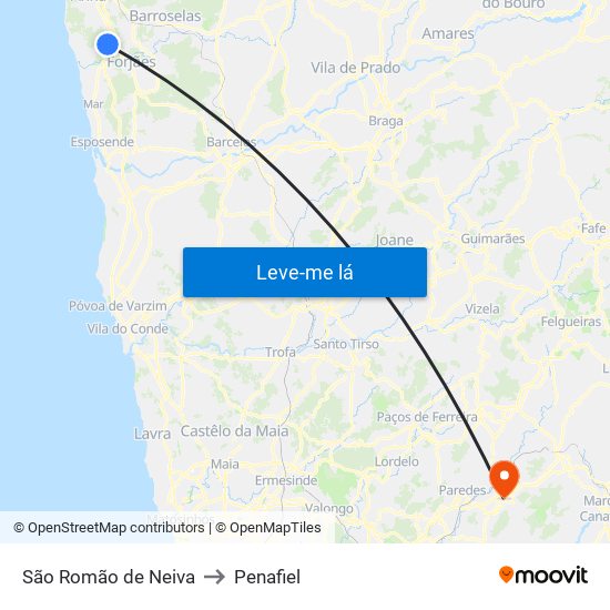São Romão de Neiva to Penafiel map