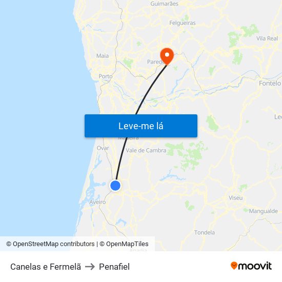 Canelas e Fermelã to Penafiel map