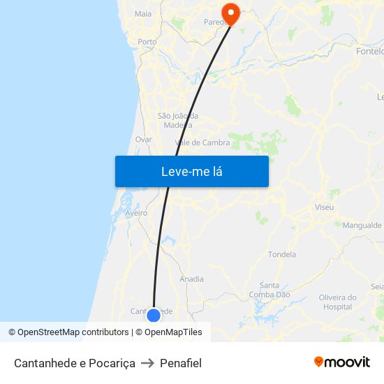 Cantanhede e Pocariça to Penafiel map