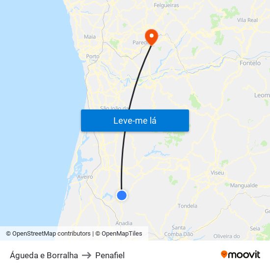 Águeda e Borralha to Penafiel map