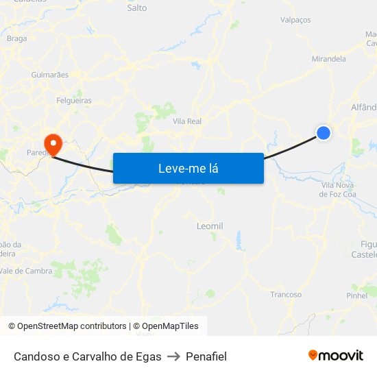 Candoso e Carvalho de Egas to Penafiel map