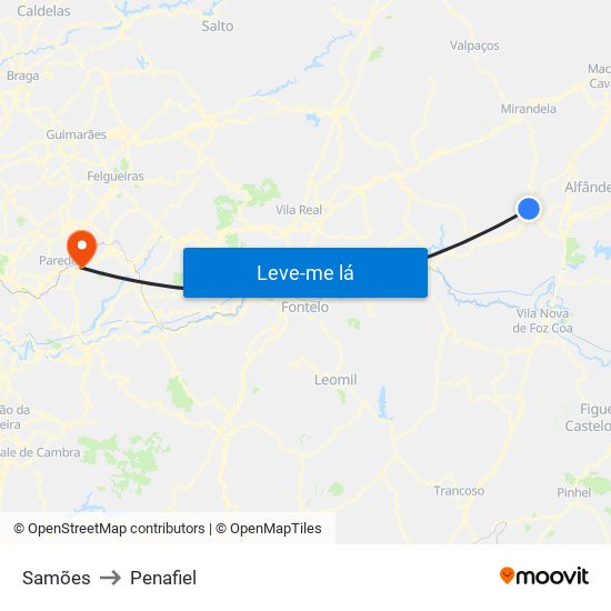 Samões to Penafiel map