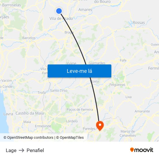 Lage to Penafiel map