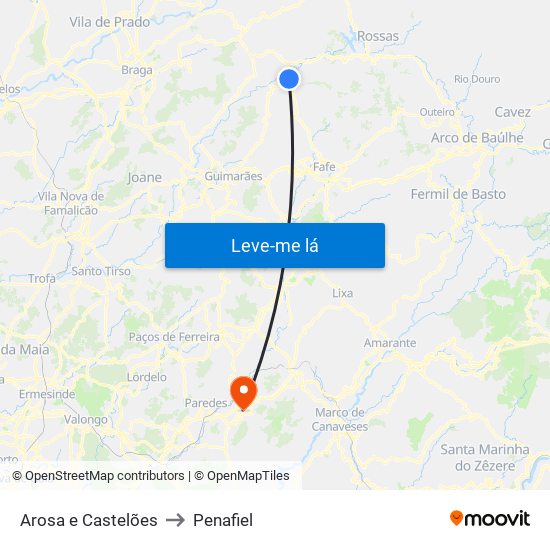 Arosa e Castelões to Penafiel map