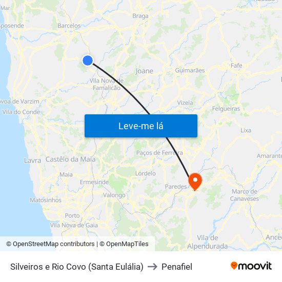 Silveiros e Rio Covo (Santa Eulália) to Penafiel map