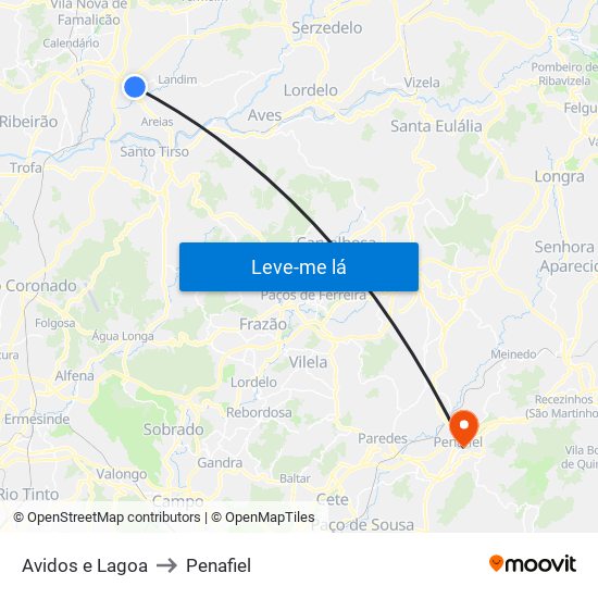 Avidos e Lagoa to Penafiel map