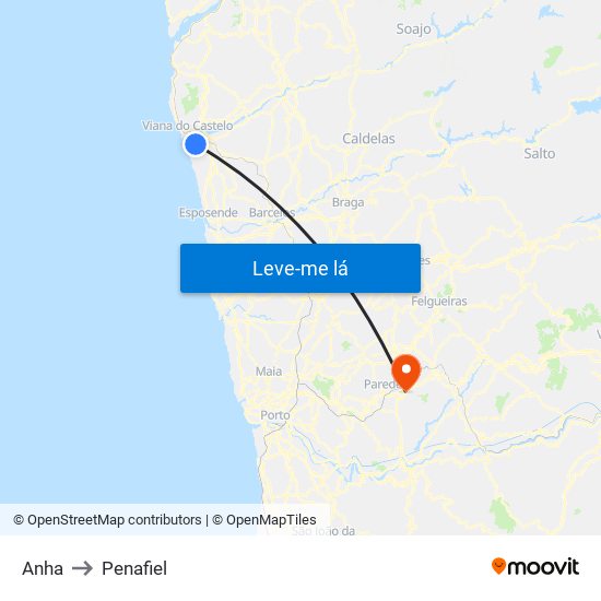 Anha to Penafiel map