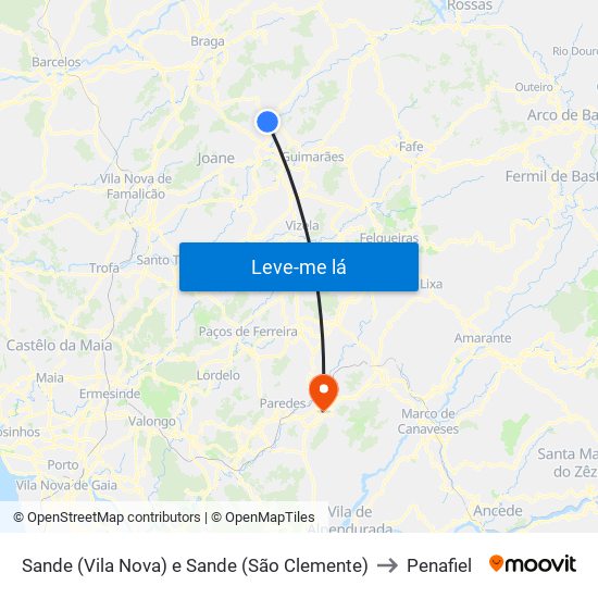 Sande (Vila Nova) e Sande (São Clemente) to Penafiel map