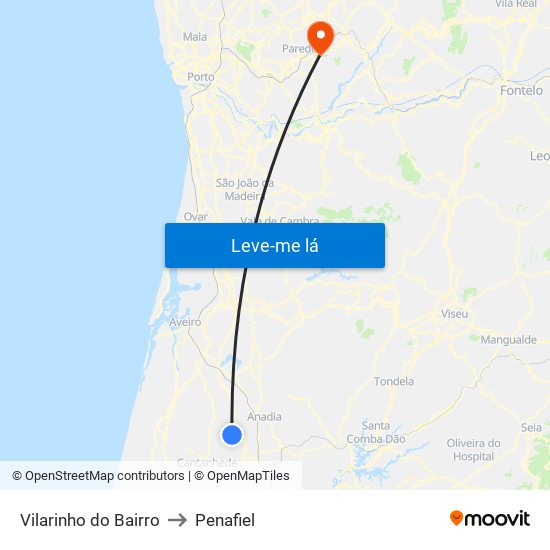 Vilarinho do Bairro to Penafiel map