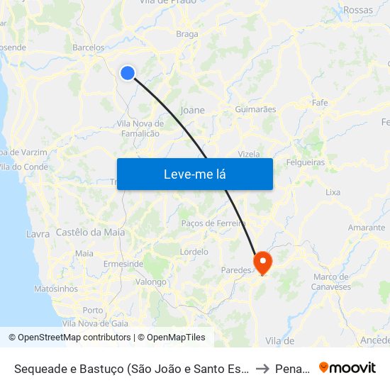 Sequeade e Bastuço (São João e Santo Estêvão) to Penafiel map