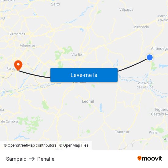 Sampaio to Penafiel map