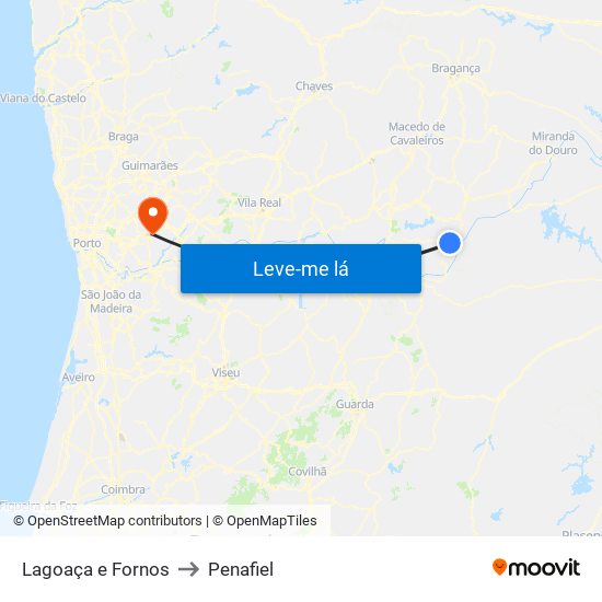 Lagoaça e Fornos to Penafiel map