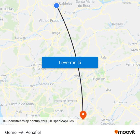 Gême to Penafiel map