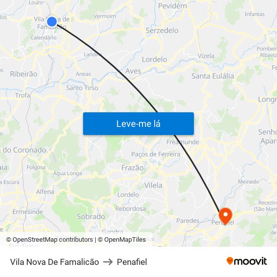 Vila Nova De Famalicão to Penafiel map