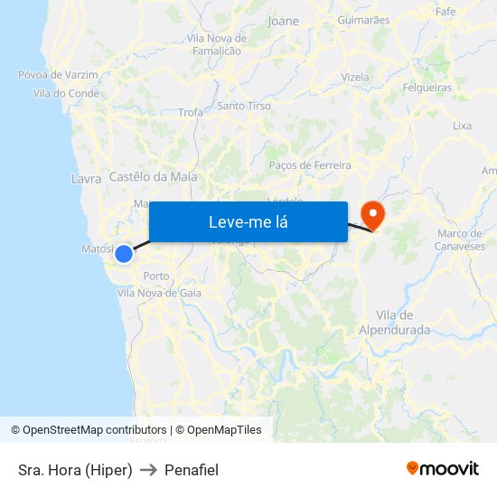 Sra. Hora (Hiper) to Penafiel map