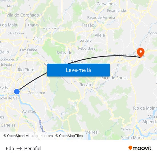 Edp to Penafiel map