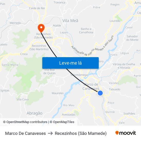 Marco De Canaveses to Recezinhos (São Mamede) map