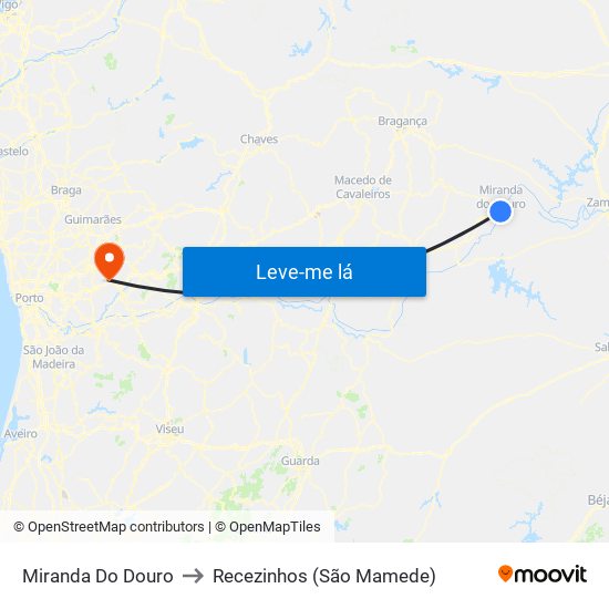 Miranda Do Douro to Recezinhos (São Mamede) map