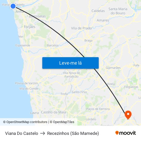 Viana Do Castelo to Recezinhos (São Mamede) map