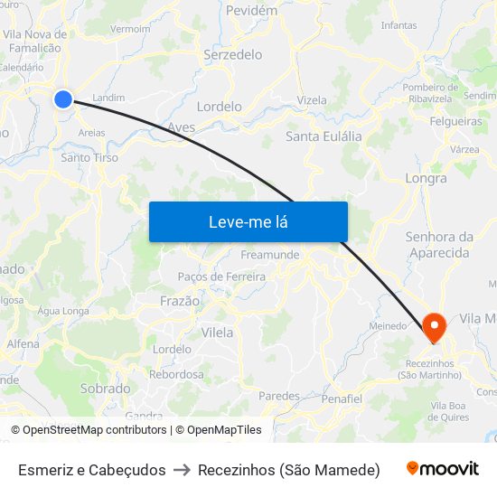 Esmeriz e Cabeçudos to Recezinhos (São Mamede) map