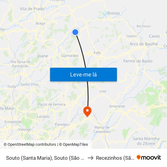 Souto (Santa Maria), Souto (São Salvador) e Gondomar to Recezinhos (São Mamede) map