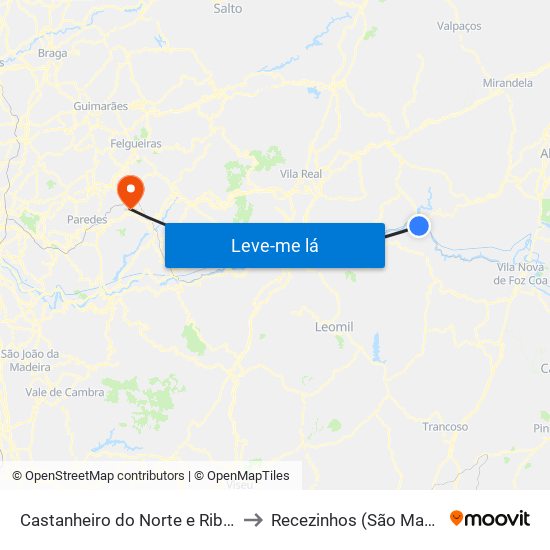 Castanheiro do Norte e Ribalonga to Recezinhos (São Mamede) map