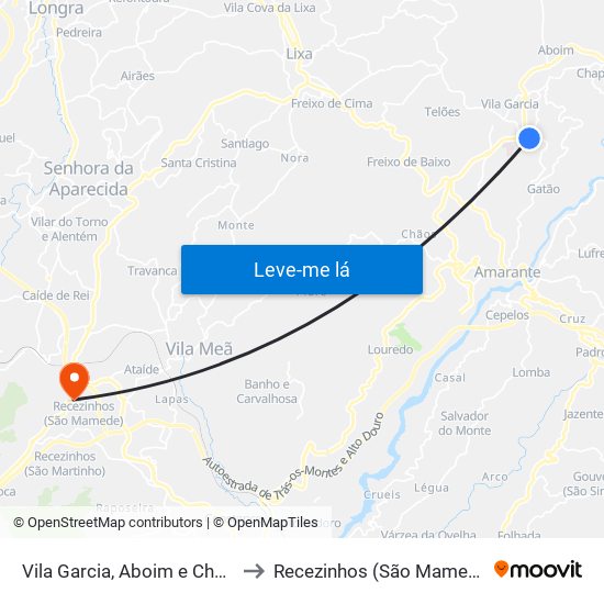 Vila Garcia, Aboim e Chapa to Recezinhos (São Mamede) map