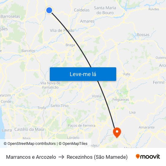 Marrancos e Arcozelo to Recezinhos (São Mamede) map