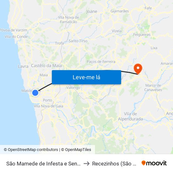 São Mamede de Infesta e Senhora da Hora to Recezinhos (São Mamede) map