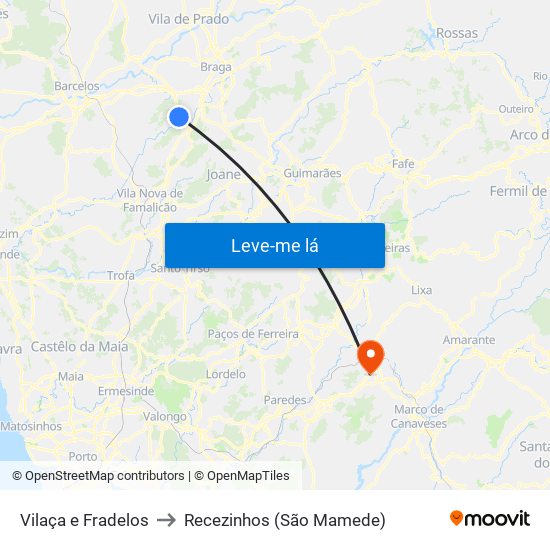 Vilaça e Fradelos to Recezinhos (São Mamede) map