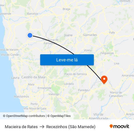 Macieira de Rates to Recezinhos (São Mamede) map