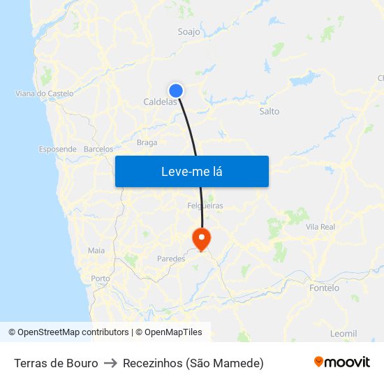 Terras de Bouro to Recezinhos (São Mamede) map
