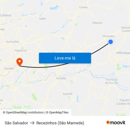 São Salvador to Recezinhos (São Mamede) map