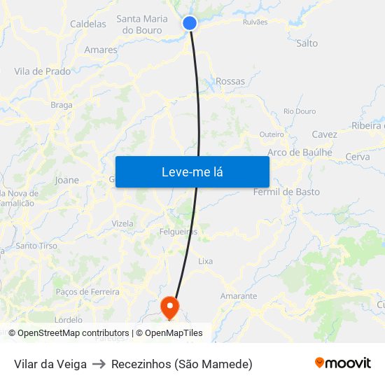 Vilar da Veiga to Recezinhos (São Mamede) map