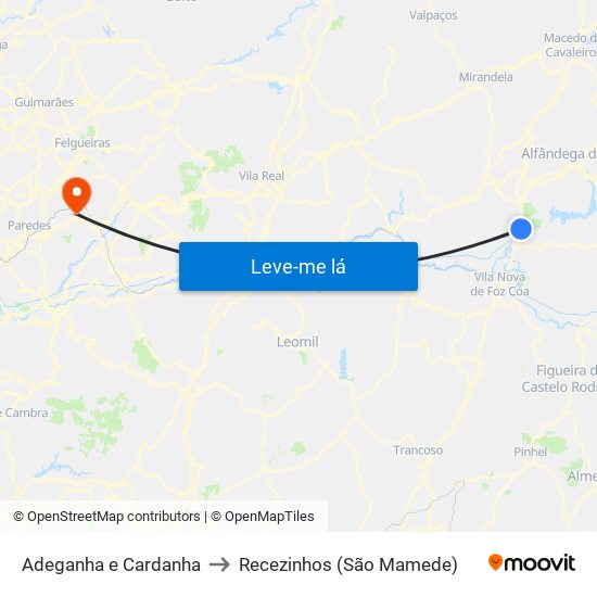 Adeganha e Cardanha to Recezinhos (São Mamede) map