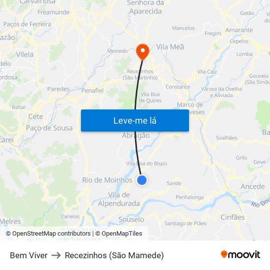 Bem Viver to Recezinhos (São Mamede) map