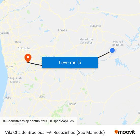 Vila Chã de Braciosa to Recezinhos (São Mamede) map