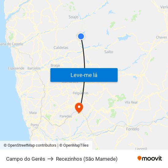 Campo do Gerês to Recezinhos (São Mamede) map