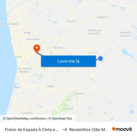 Freixo de Espada À Cinta e Mazouco to Recezinhos (São Mamede) map