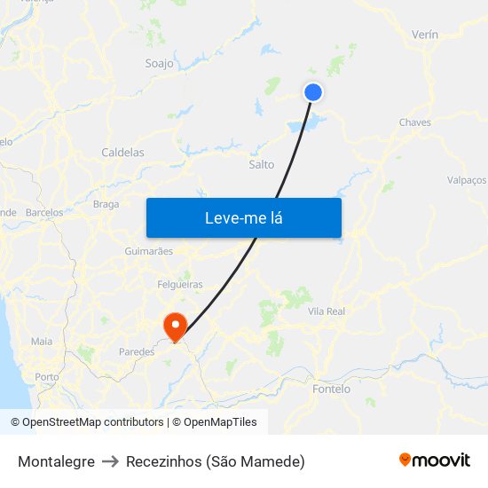 Montalegre to Recezinhos (São Mamede) map