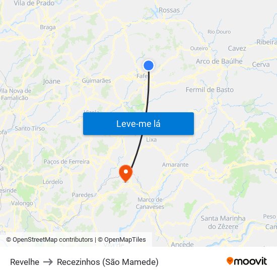 Revelhe to Recezinhos (São Mamede) map