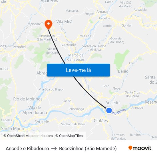 Ancede e Ribadouro to Recezinhos (São Mamede) map