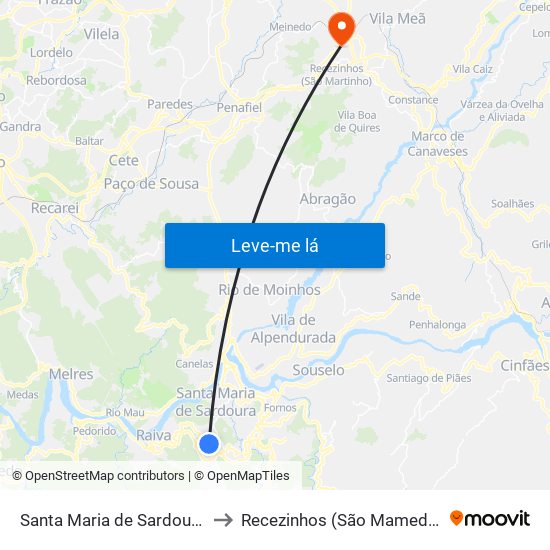 Santa Maria de Sardoura to Recezinhos (São Mamede) map
