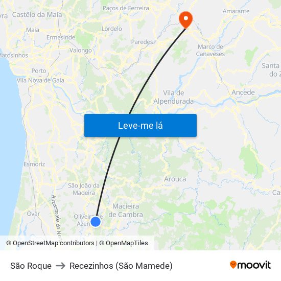 São Roque to Recezinhos (São Mamede) map