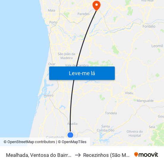 Mealhada, Ventosa do Bairro e Antes to Recezinhos (São Mamede) map