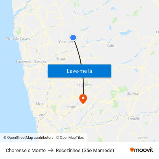 Chorense e Monte to Recezinhos (São Mamede) map